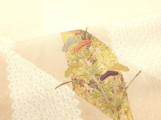 平和屋着物●訪問着 絞り 刺繍 花菱文 暈し染め 金彩 正絹 逸品 DAAU0641tw