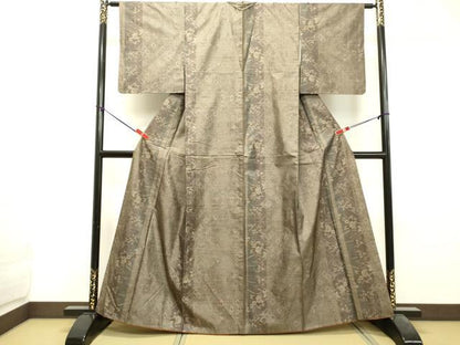 平和屋着物●本場大島紬　9マルキ　草花間道　正絹　逸品　DAAU0644tw