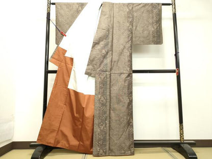 平和屋着物●本場大島紬　9マルキ　草花間道　正絹　逸品　DAAU0644tw