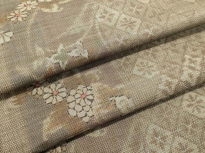 平和屋着物●本場大島紬　9マルキ　草花間道　正絹　逸品　DAAU0644tw