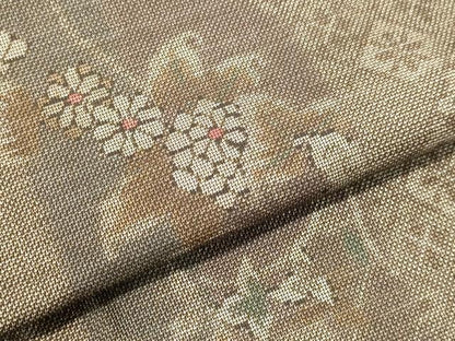 平和屋着物●本場大島紬　9マルキ　草花間道　正絹　逸品　DAAU0644tw