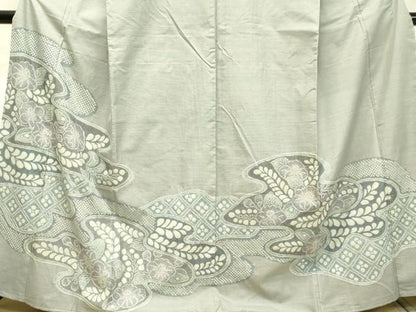 平和屋着物●本場大島紬　訪問着　絞り　9マルキ　草花文　正絹　逸品　未使用　DAAU0650tw