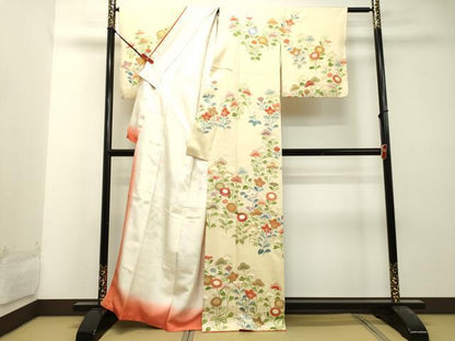 平和屋着物●訪問着 駒刺繍 草花文 金彩 正絹 逸品 DAAU0656tw