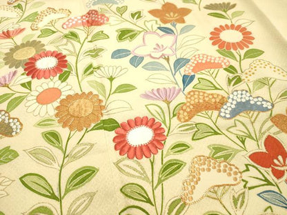 平和屋着物●訪問着 駒刺繍 草花文 金彩 正絹 逸品 DAAU0656tw