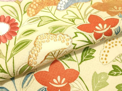 平和屋着物●訪問着 駒刺繍 草花文 金彩 正絹 逸品 DAAU0656tw