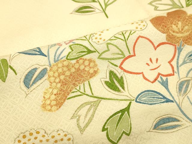 平和屋着物●訪問着 駒刺繍 草花文 金彩 正絹 逸品 DAAU0656tw