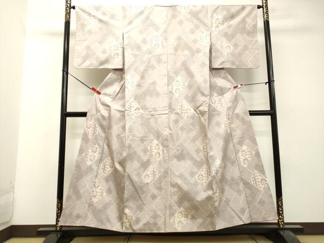 平和屋着物●本場大島紬　9マルキ　幾何学花文　正絹　逸品　DAAU0661tw