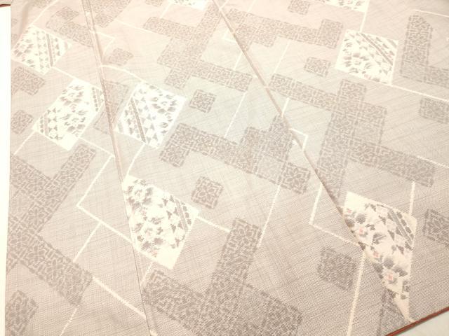 平和屋着物●本場大島紬　9マルキ　幾何学花文　正絹　逸品　DAAU0661tw