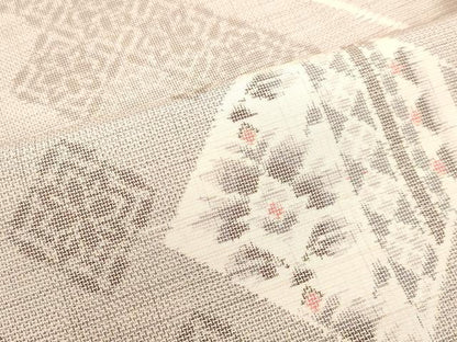 平和屋着物●本場大島紬　9マルキ　幾何学花文　正絹　逸品　DAAU0661tw