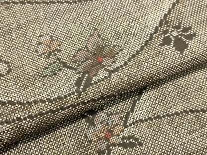 平和屋着物●本場大島紬 7マルキ 草花文 正絹 逸品 未使用 DAAU0668tw