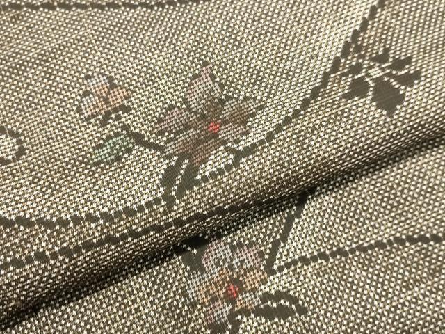 平和屋着物●本場大島紬 7マルキ 草花文 正絹 逸品 未使用 DAAU0668tw