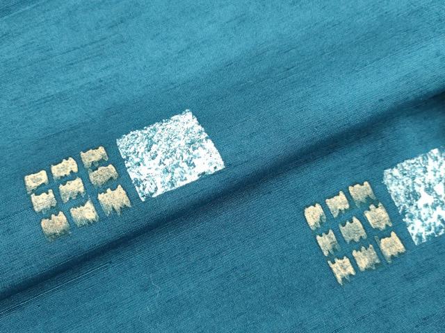 平和屋着物●上質な紬 ろうけつ染め 幾何学文様 正絹 逸品 DAAU0678tw