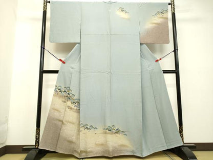 平和屋着物●訪問着 立波風景笠松文 暈し染め 金彩 正絹 逸品 DAAU0685tw