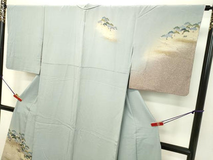 平和屋着物●訪問着 立波風景笠松文 暈し染め 金彩 正絹 逸品 DAAU0685tw