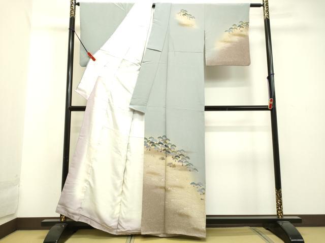 平和屋着物●訪問着 立波風景笠松文 暈し染め 金彩 正絹 逸品 DAAU0685tw