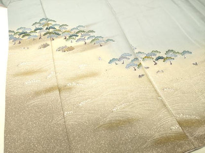 平和屋着物●訪問着 立波風景笠松文 暈し染め 金彩 正絹 逸品 DAAU0685tw