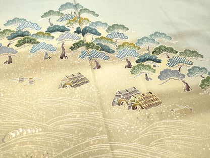平和屋着物●訪問着 立波風景笠松文 暈し染め 金彩 正絹 逸品 DAAU0685tw
