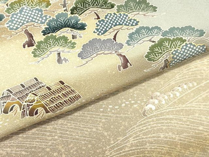 平和屋着物●訪問着 立波風景笠松文 暈し染め 金彩 正絹 逸品 DAAU0685tw