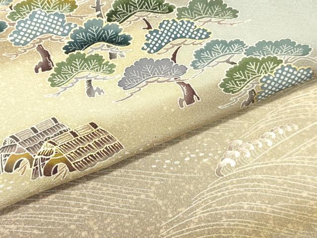 平和屋着物●訪問着 立波風景笠松文 暈し染め 金彩 正絹 逸品 DAAU0685tw