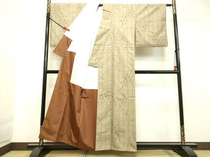 平和屋着物●上質な紬　抽象間道　正絹　逸品　DAAU0688tw