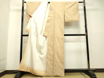 平和屋着物●白鷹お召 蚊絣 霞文 鬼しぼ縮緬 正絹 逸品 DAAU0690tw