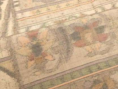 平和屋着物●上質な紬　洋花文　正絹　逸品　DAAU0698tw