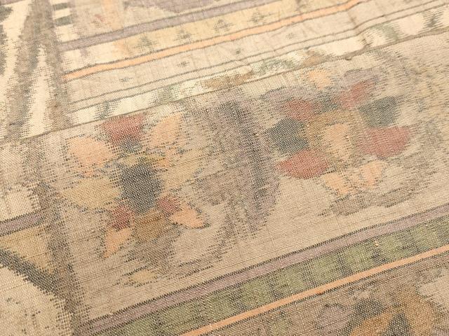 平和屋着物●上質な紬　洋花文　正絹　逸品　DAAU0698tw