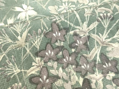 平和屋着物●訪問着　紬地　ろうけつ染め　草花文　正絹　逸品　DAAU0702tw