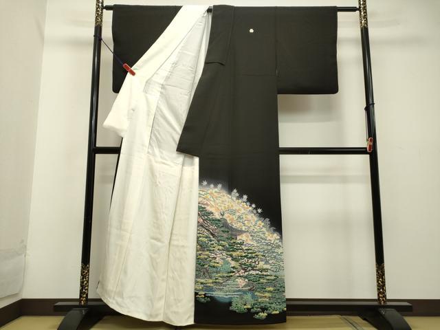 平和屋着物●本加賀友禅作家 杉浦 伸 黒留袖 風景枝花松文 暈し染め 正絹 逸品 DAAU0705tw