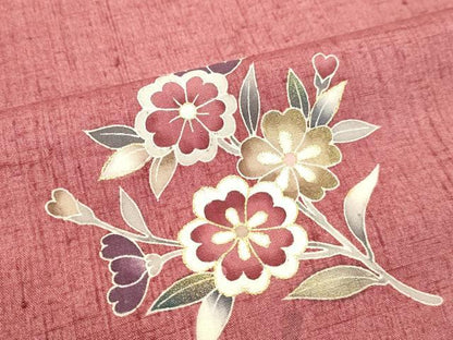平和屋着物●訪問着 作家物 紬地 草花文 暈し染め 金彩 正絹 逸品 DAAU0706tw
