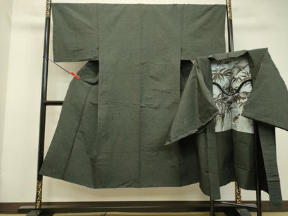 平和屋着物●男性 髭紬 アンサンブル 千歳茶色 正絹 逸品 DAAU0709tw