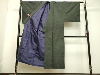 平和屋着物●男性 髭紬 アンサンブル 千歳茶色 正絹 逸品 DAAU0709tw