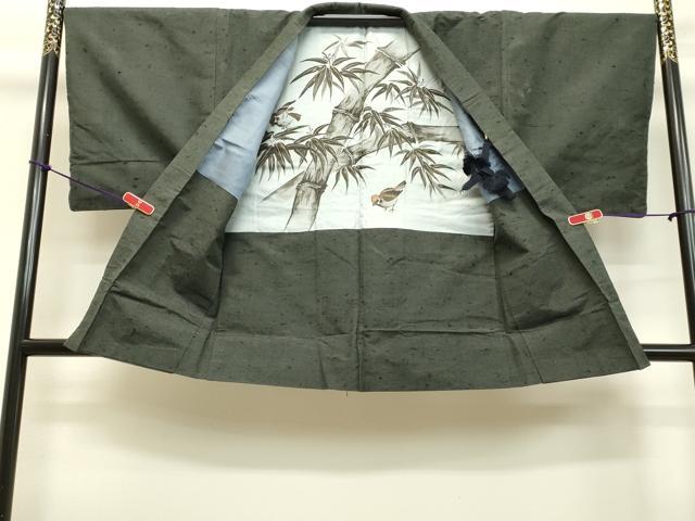 平和屋着物●男性 髭紬 アンサンブル 千歳茶色 正絹 逸品 DAAU0709tw