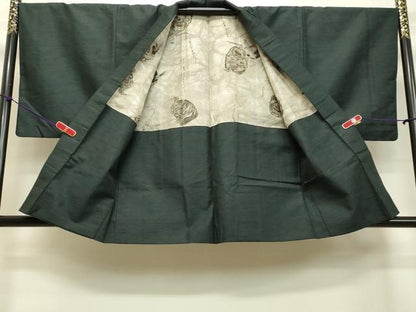 平和屋着物●男性　紬　アンサンブル　単衣　霞文　正絹　逸品　DAAU0713tw