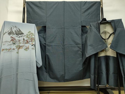 平和屋着物●男性 本場大島紬 アンサンブル 長襦袢（袷）セット 100亀甲 総詰め 正絹 逸品 DAAU0717tw