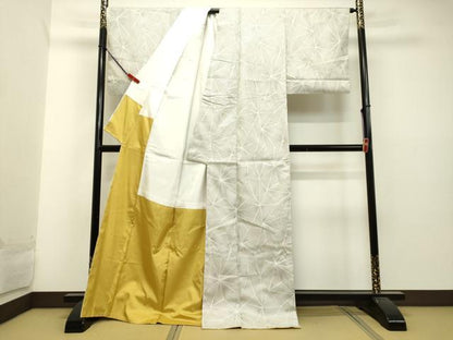 平和屋着物●上質な紬 100亀甲 幾何学文様 正絹 逸品 DAAU0719tw