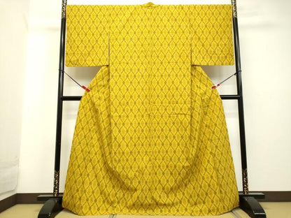 平和屋着物●上質な紬 菱文 正絹 逸品 DAAU0720tw