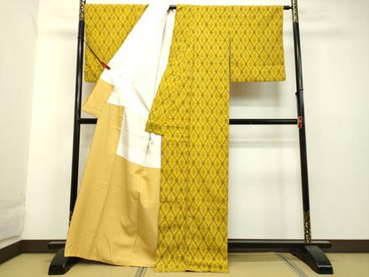 平和屋着物●上質な紬 菱文 正絹 逸品 DAAU0720tw