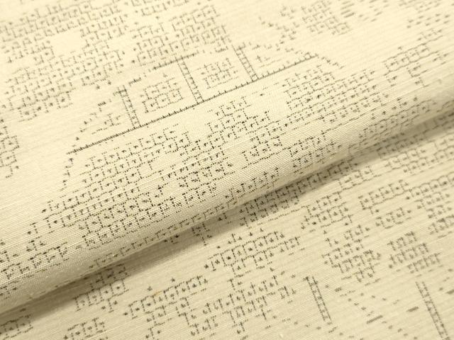 平和屋着物●結城紬 100亀甲 風景草花文 正絹 逸品 DAAU0723tw