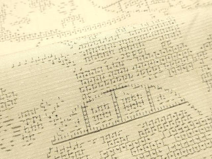 平和屋着物●結城紬 100亀甲 風景草花文 正絹 逸品 DAAU0723tw