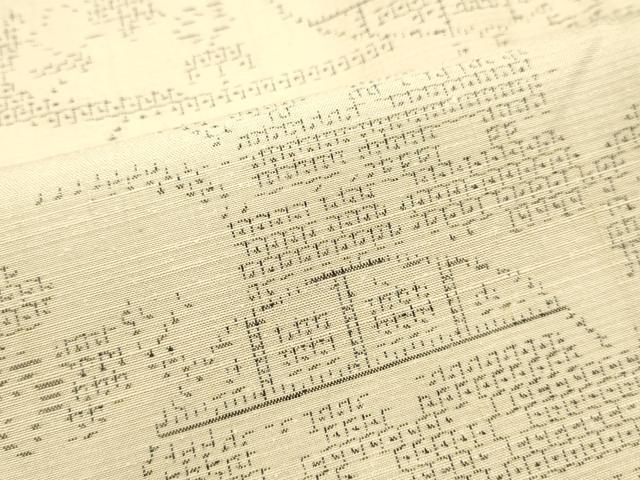 平和屋着物●結城紬 100亀甲 風景草花文 正絹 逸品 DAAU0723tw