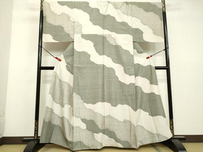 平和屋着物●訪問着 紬地 抽象文様 正絹 逸品 DAAU0735tw