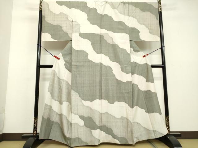 平和屋着物●訪問着 紬地 抽象文様 正絹 逸品 DAAU0735tw