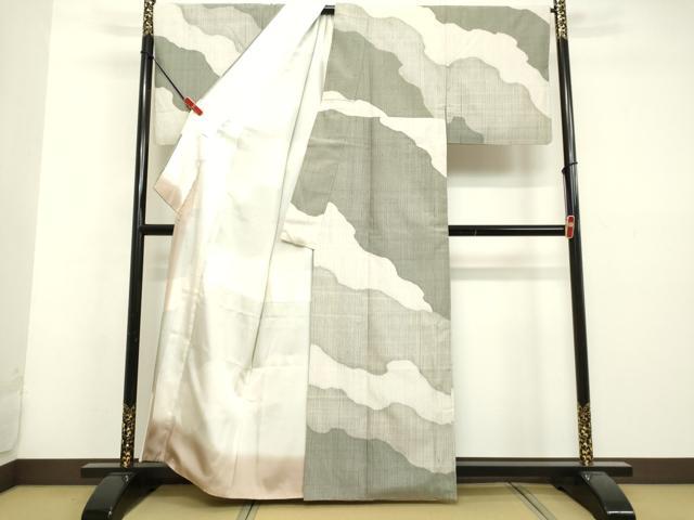 平和屋着物●訪問着 紬地 抽象文様 正絹 逸品 DAAU0735tw
