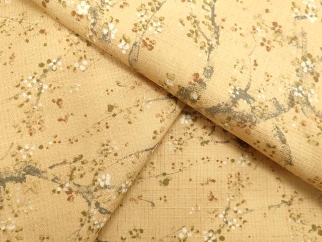 平和屋着物●上質な小紋　紬地　枝梅文　背抜き仕立て　正絹　逸品　DAAU0740tw