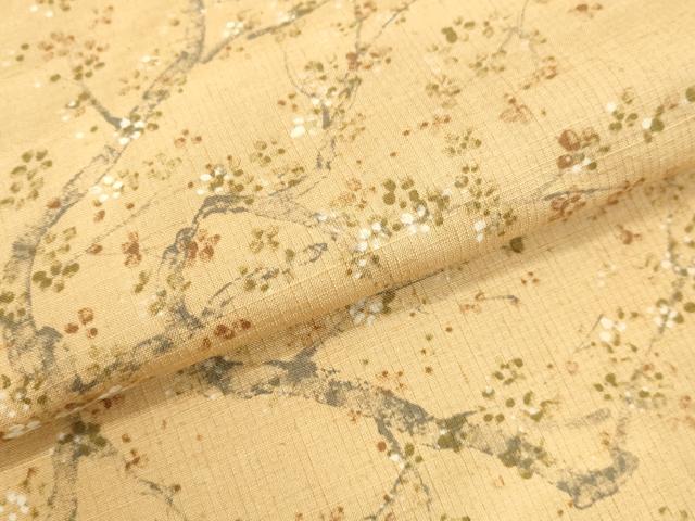 平和屋着物●上質な小紋　紬地　枝梅文　背抜き仕立て　正絹　逸品　DAAU0740tw