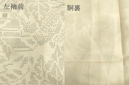 平和屋着物●結城紬　80亀甲　風景草葉文　正絹　逸品　DAAU0742tw