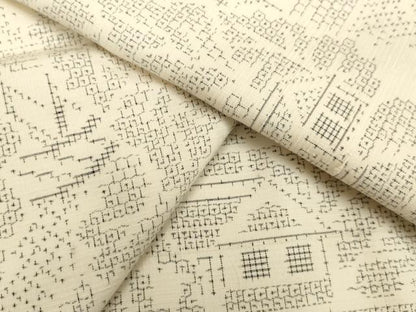 平和屋着物●結城紬　80亀甲　風景草葉文　正絹　逸品　DAAU0742tw