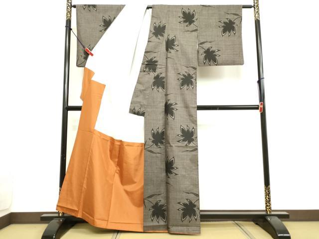 平和屋着物●本場大島紬　7マルキ　草花文　正絹　逸品　DAAU0757tw