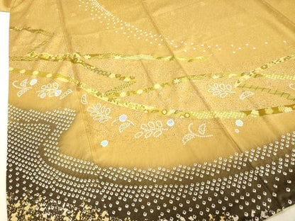 平和屋着物●訪問着 流水吉祥花文 暈し染め 金銀彩 正絹 逸品 DAAU0762tw
